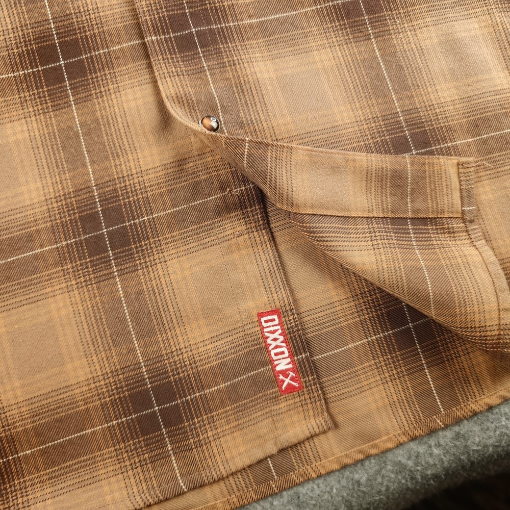 Dixxon Flannel Co Shirt Mens XL Form & Function Brown Plaid Pearl Snap Pockets - Picture 9 of 13